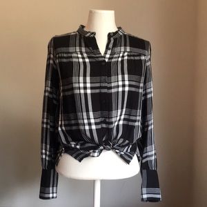 Black and White Plaid Women's Top